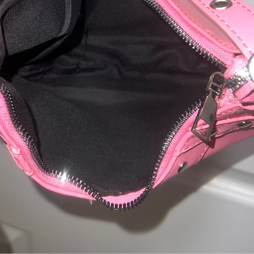 Pink Studded Shoulder Bag Small Crescent Moon Bag Trendy Y2K Style - Picture 4 of 4